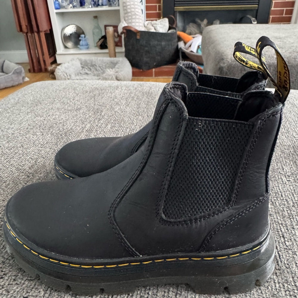 Black Leather Dr Marten Chelsea Boots - Picture 2 of 7